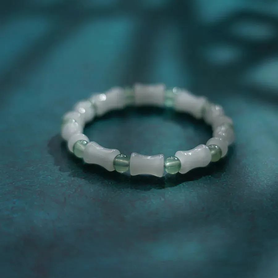 Chinoiserie Bamboo Glass Ceramic Beads Knitting Women'S Bracelets
