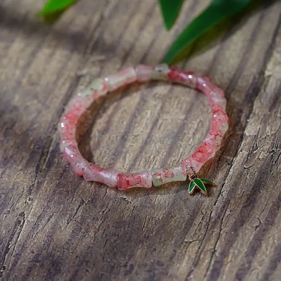 Chinoiserie Bamboo Glass Ceramic Beads Knitting Women'S Bracelets