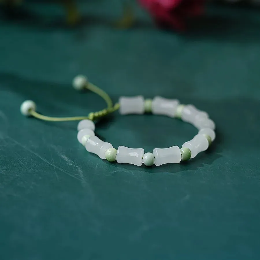 Chinoiserie Bamboo Glass Ceramic Beads Knitting Women'S Bracelets