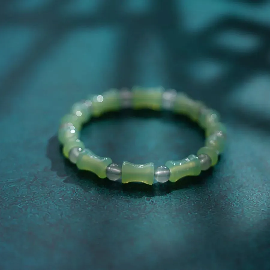 Chinoiserie Bamboo Glass Ceramic Beads Knitting Women'S Bracelets