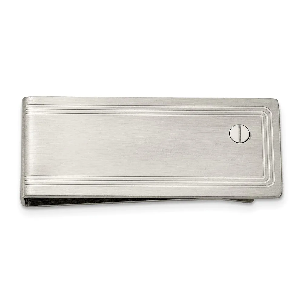 Chisel Stainless Steel Brushed and Polished 8.25 inch Bracelet, Money Clip and Key Ring Set