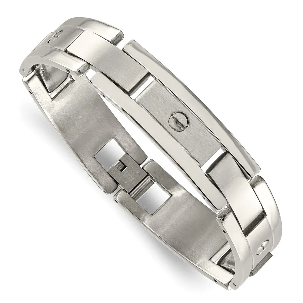 Chisel Stainless Steel Brushed and Polished 8.25 inch Bracelet, Money Clip and Key Ring Set