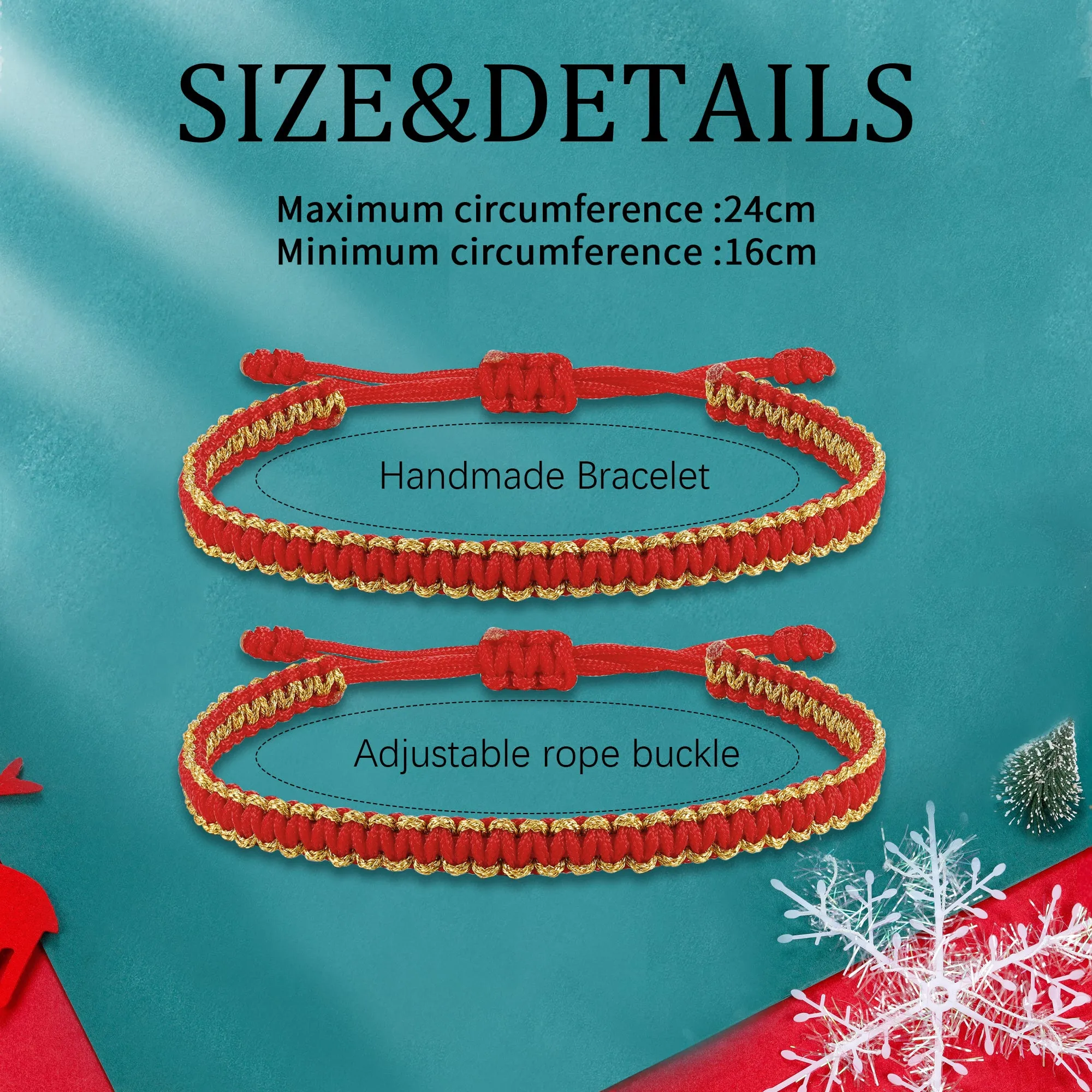 Christmas Bracelet, Red and Gold
