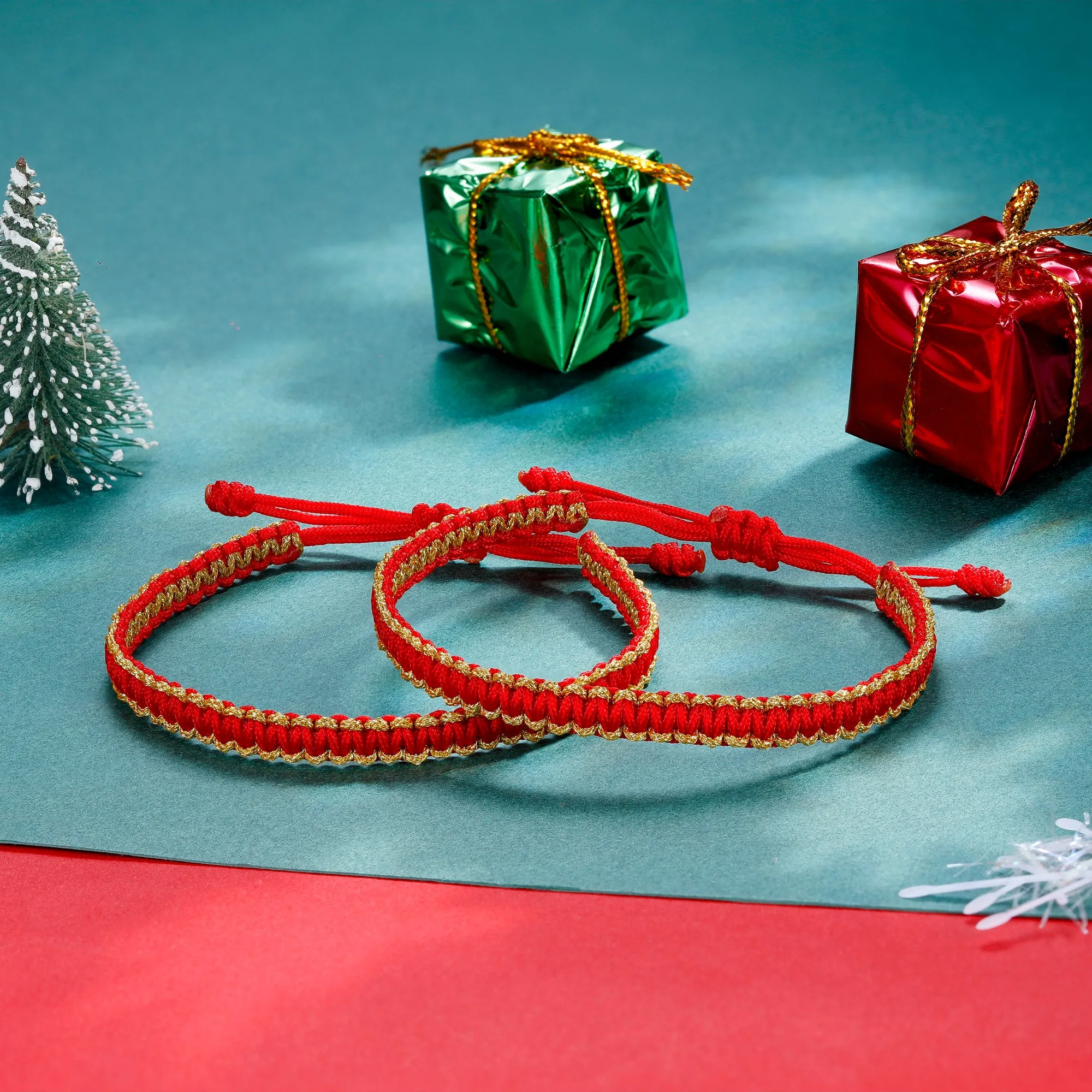 Christmas Bracelet, Red and Gold
