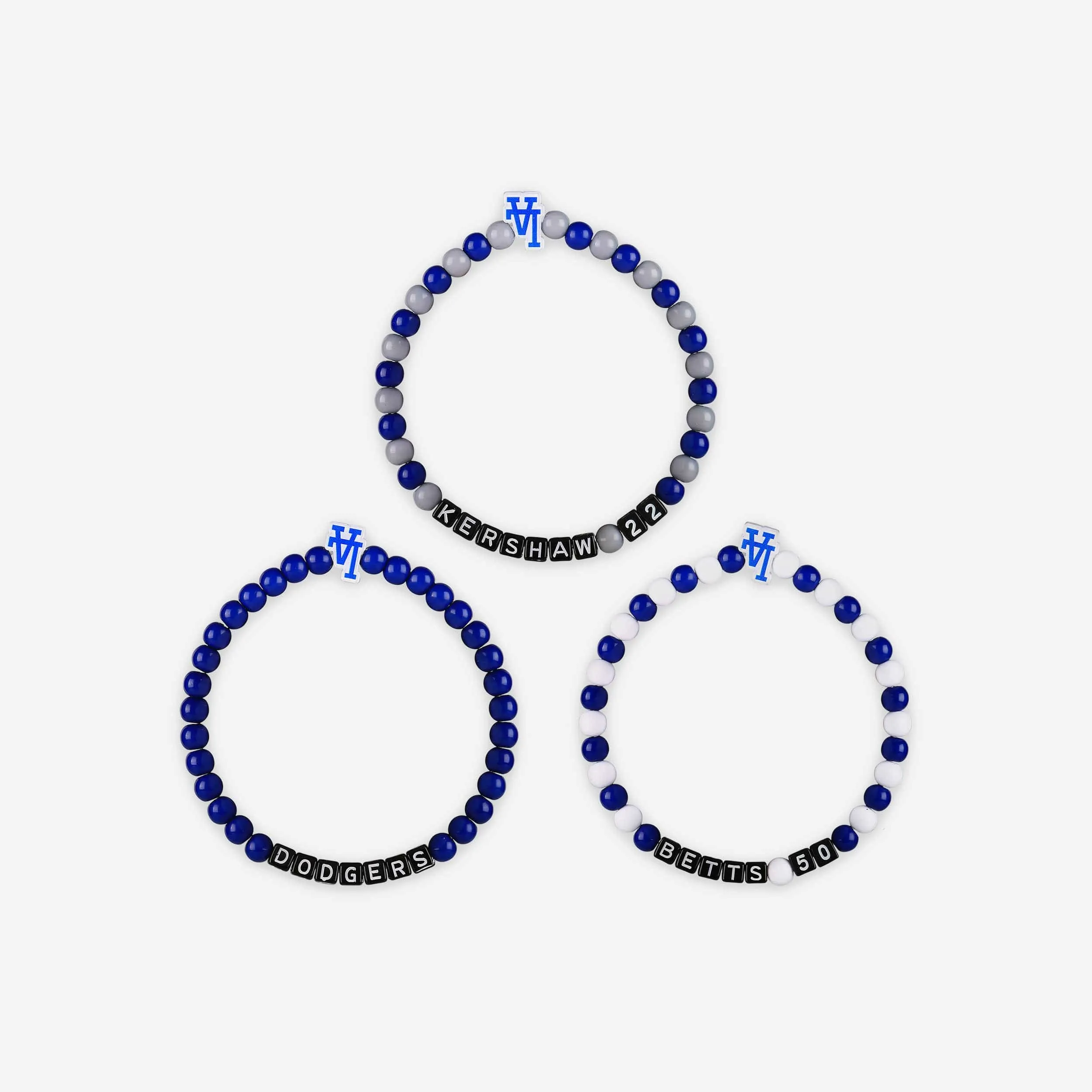 Clayton Kershaw & Mookie Betts Los Angeles Dodgers 3 Pack Player Beaded Friendship Bracelet