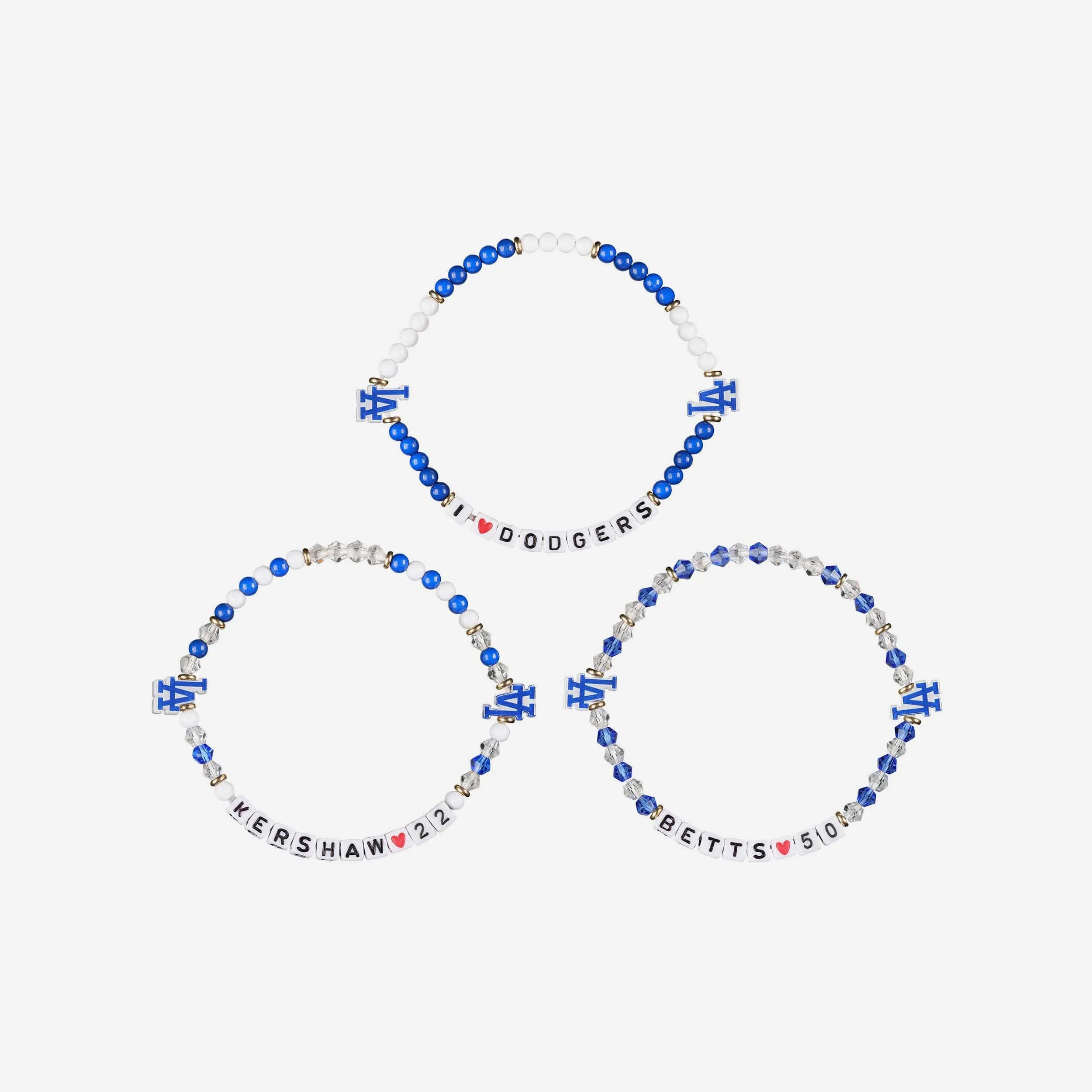 Clayton Kershaw & Mookie Betts Los Angeles Dodgers 3 Pack Player Friendship Bracelet