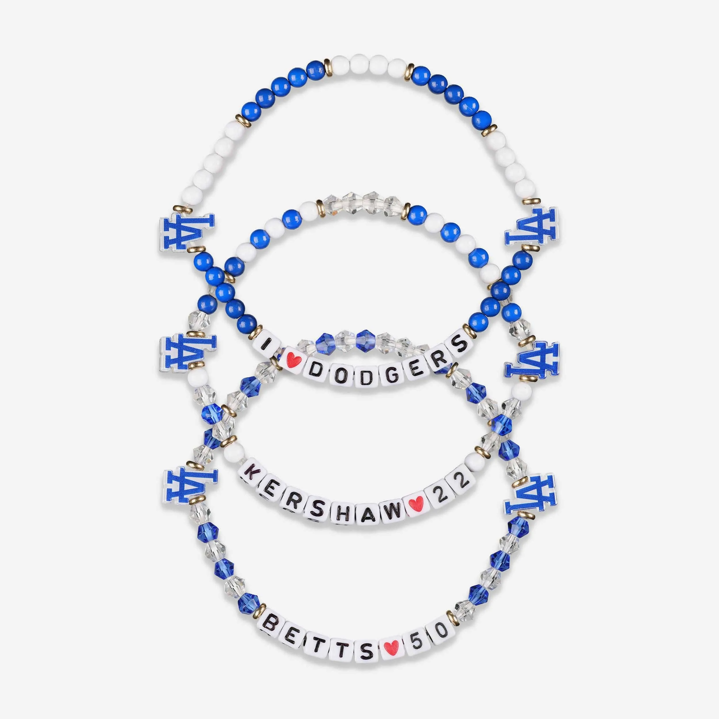 Clayton Kershaw & Mookie Betts Los Angeles Dodgers 3 Pack Player Friendship Bracelet
