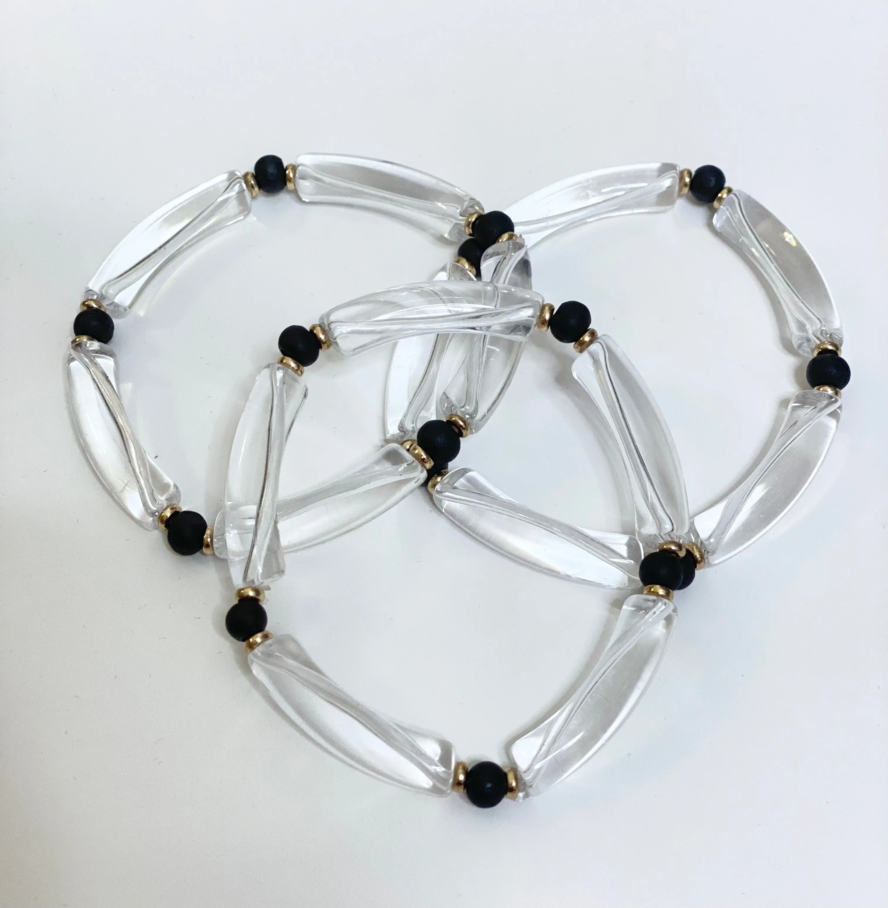 Clear & Black Skinny Bamboo Bracelet