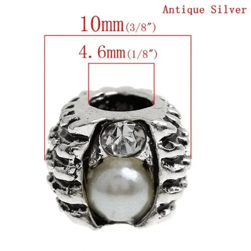Clear  Crystal Charm with Pearl Spacer For Snake Chain Charm Bracelet