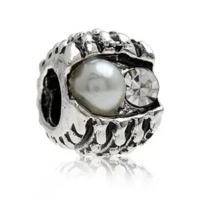 Clear  Crystal Charm with Pearl Spacer For Snake Chain Charm Bracelet