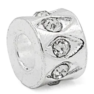 Clear  Rhinestone Bead Charm Spacer For Snake Chain Charm Bracelet