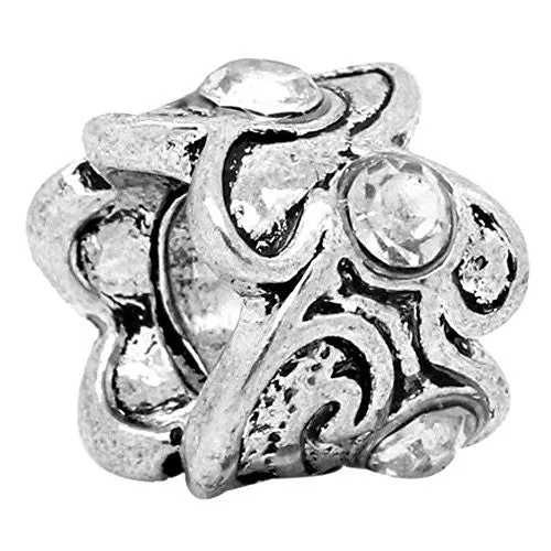 Clear  Rhinestone Spacer Bead European Bead Compatible for Most European Snake Chain Charm Bracelet