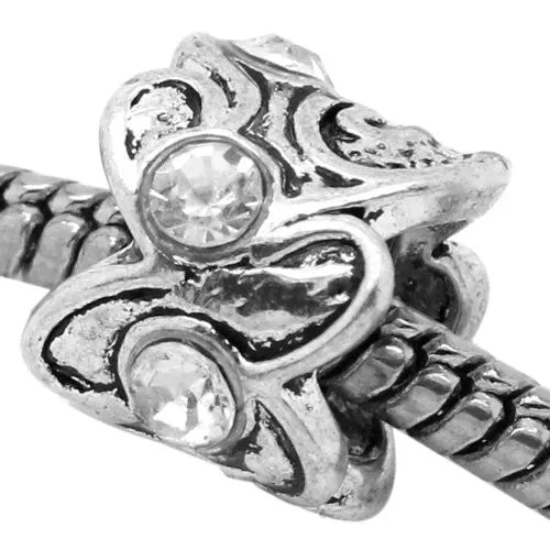 Clear  Rhinestone Spacer Bead European Bead Compatible for Most European Snake Chain Charm Bracelet