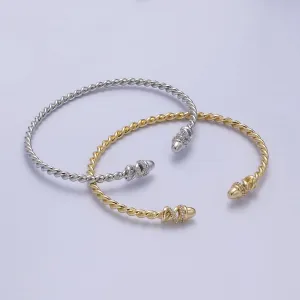 Clearance Pricing BLOWOUT Adjustable Gold Twisted Rope Bracelet Dainty Silver Cuff Bangle, Braided Bracelet, Stacking Bracelet WA-694 WA-695