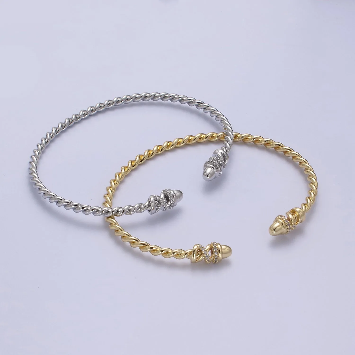 Clearance Pricing BLOWOUT Adjustable Gold Twisted Rope Bracelet Dainty Silver Cuff Bangle, Braided Bracelet, Stacking Bracelet WA-694 WA-695