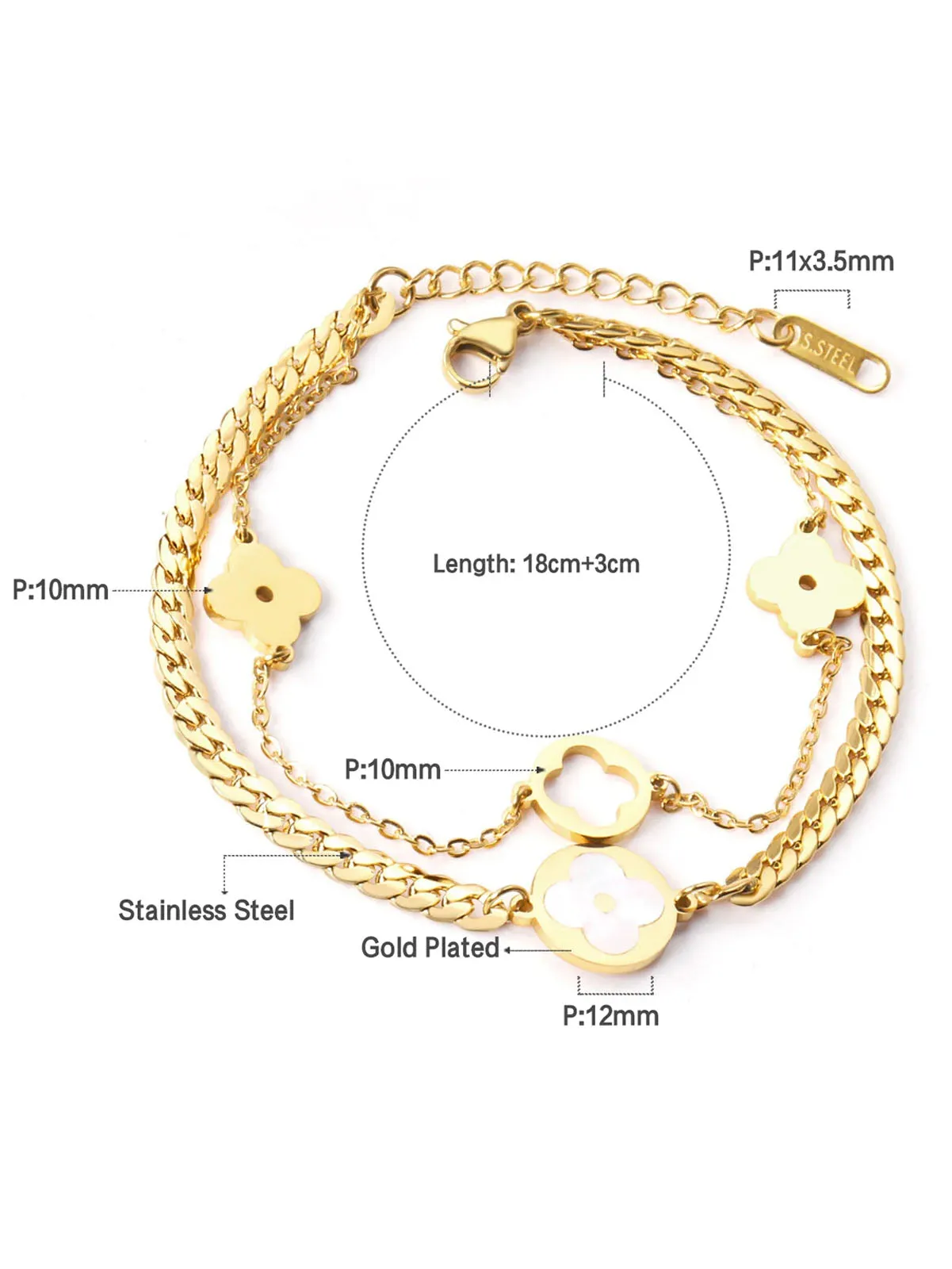 Clover Charm Layered Chain Bracelet - FD ⚡