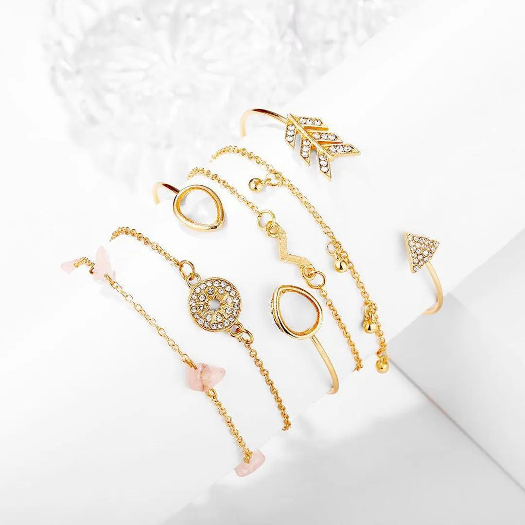 Combo of 6 Star Arrow Crystal Charm Bracelets
