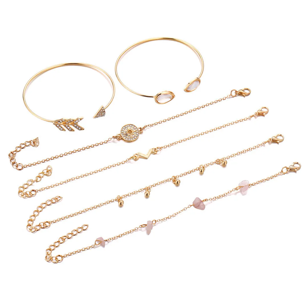 Combo of 6 Star Arrow Crystal Charm Bracelets