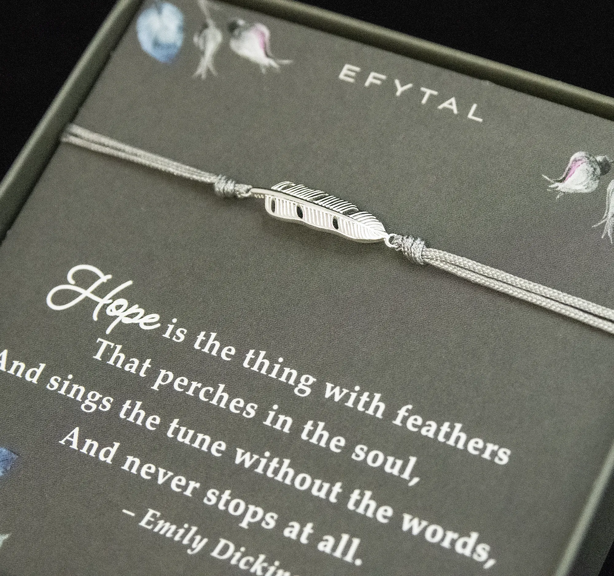 constance feather bracelet • hope, emily dickinson