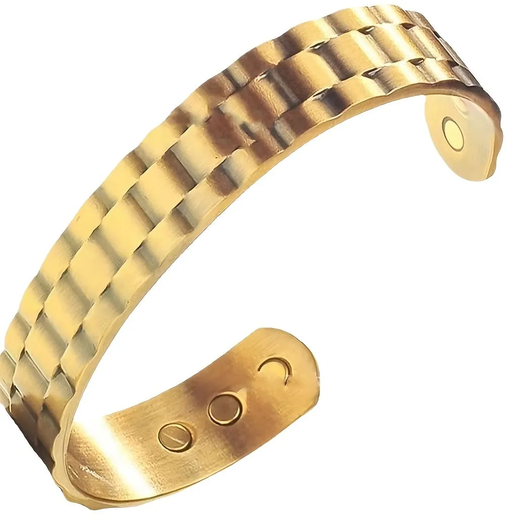Copper Plated Magnetic Men's Bracelet Wide Panel Braided Bracelets