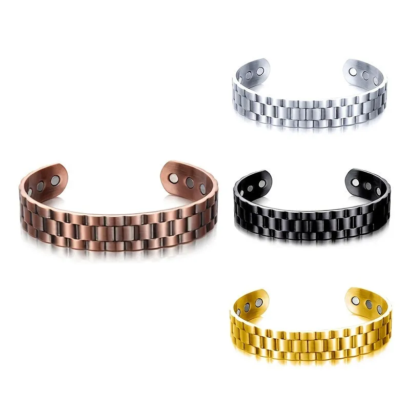 Copper Plated Magnetic Men's Bracelet Wide Panel Braided Bracelets