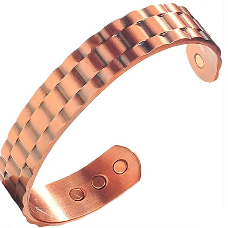 Copper Plated Magnetic Men's Bracelet Wide Panel Braided Bracelets