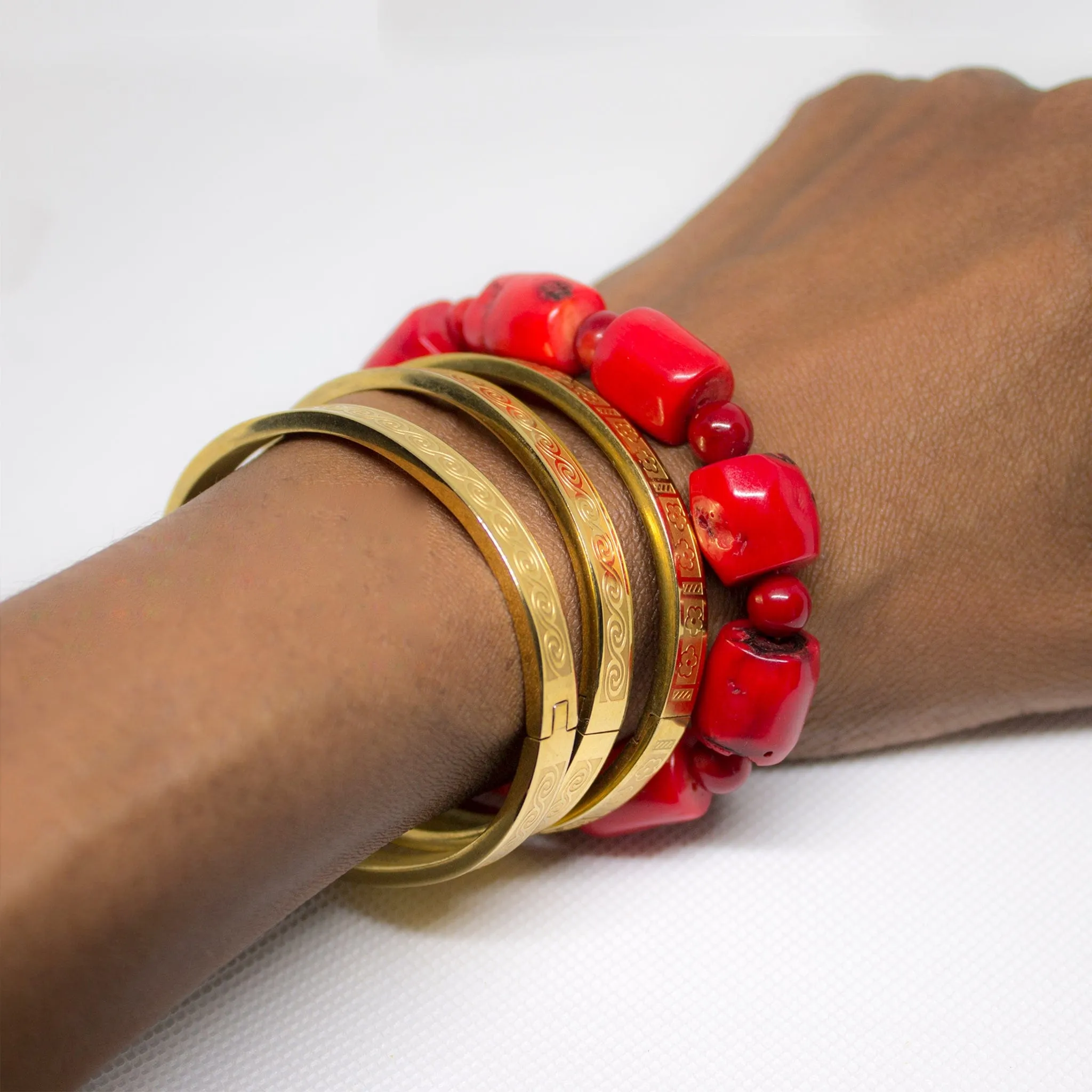 Coral Stretch Nugget Bracelet