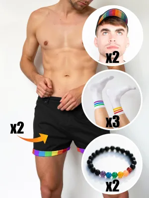 Couples Pack: 2 Shorts   2 Caps   3 Pairs of Socks   2 Bracelets - 30% Off