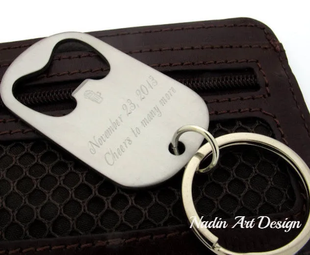 Custom Bottle Opener Keychain, Cool Mens Gifts