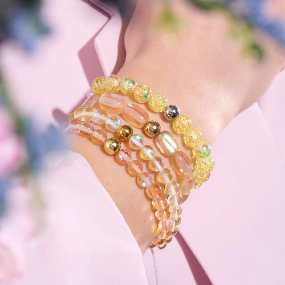 Daffodil Dew | .925 Sterling Silver | Bubble Glass Bracelet