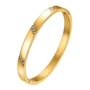 Dainty CZ Inlay Bangle – 18K Gold