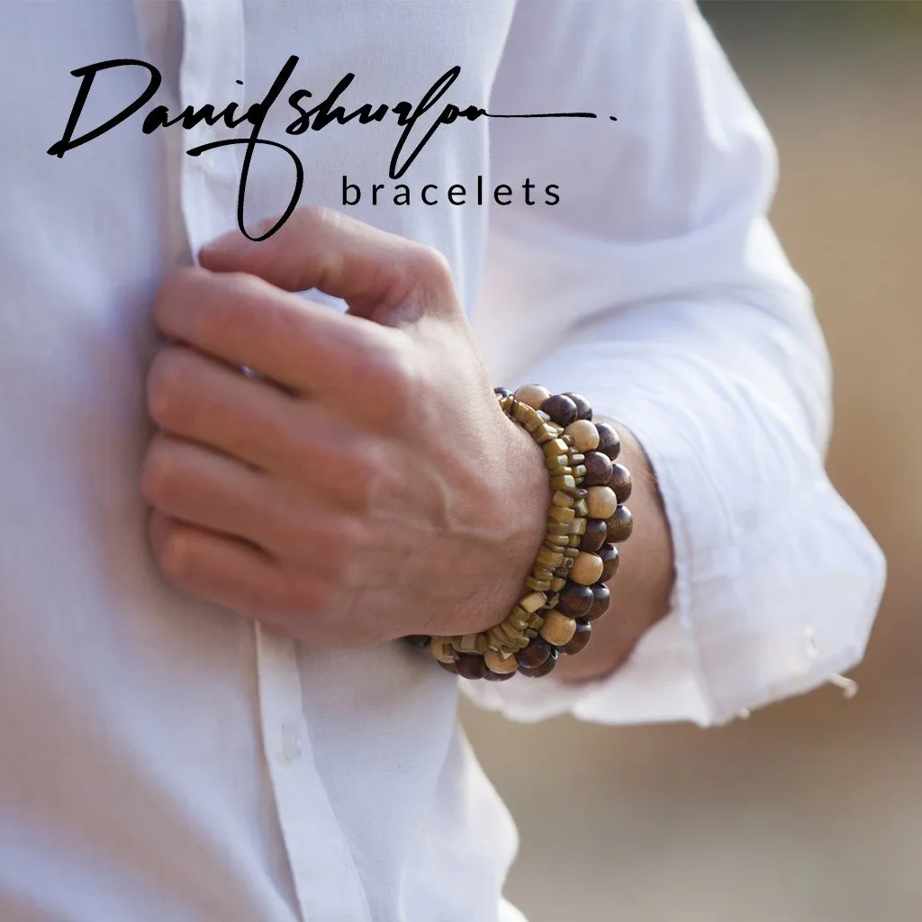 Dark Brown/White Wooded Bracelet - Men's HANDMADE Bracelet