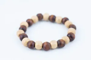 Dark Brown/White Wooded Bracelet - Men's HANDMADE Bracelet