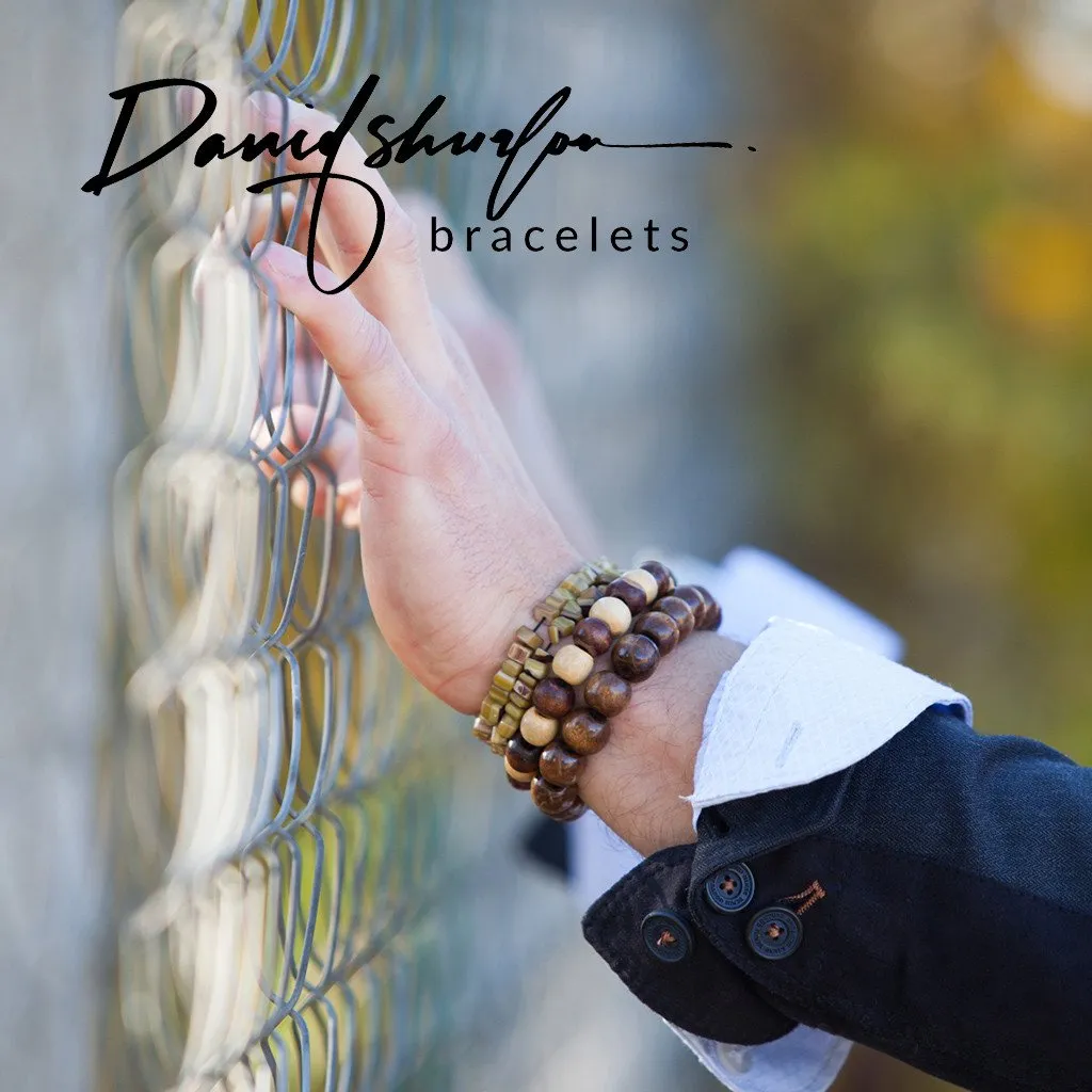 Dark Brown/White Wooded Bracelet - Men's HANDMADE Bracelet
