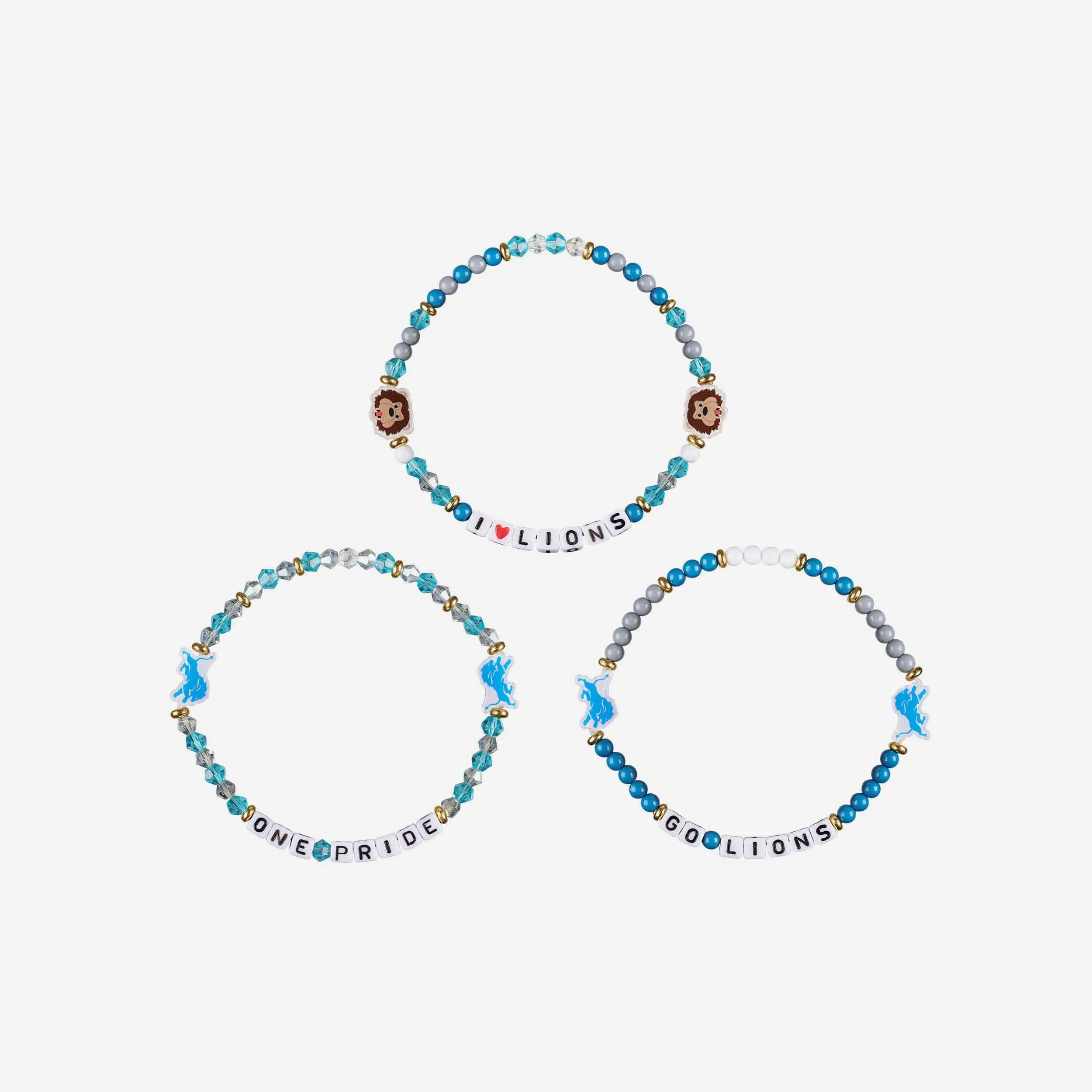 Detroit Lions 3 Pack Friendship Bracelet