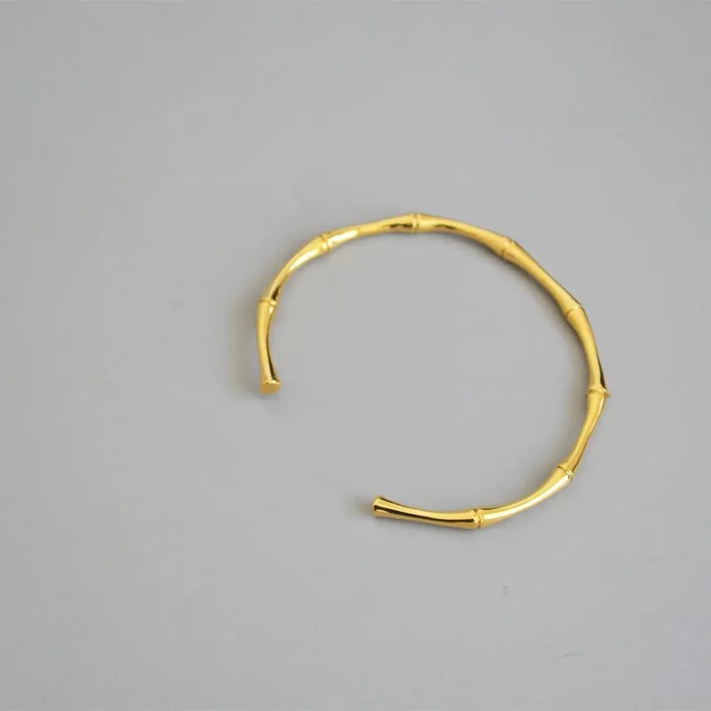 DIEYURO 316L Stainless Steel Temperament Bamboo Open Thin Bangle High Quality Handmade Anniversary Gift Pulseras Mujer 2022 New