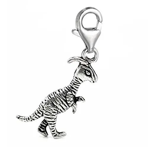 Dinosaur Bead Clip On For Bracelet Charm Pendant for European Charm Jewelry w/ Lobster Clasp