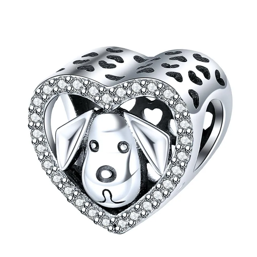 Dog in Heart Charm