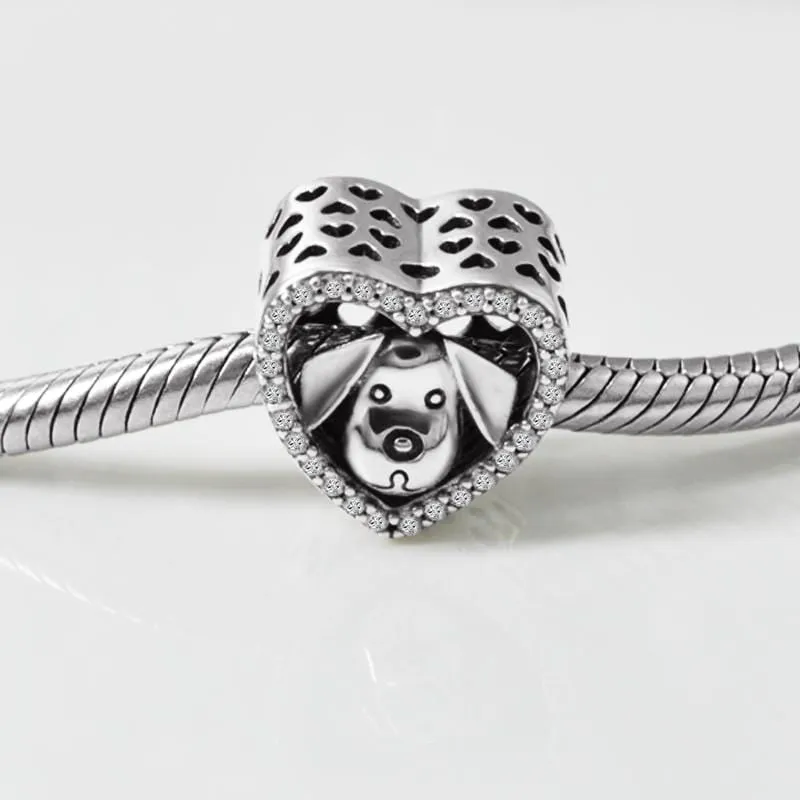 Dog in Heart Charm