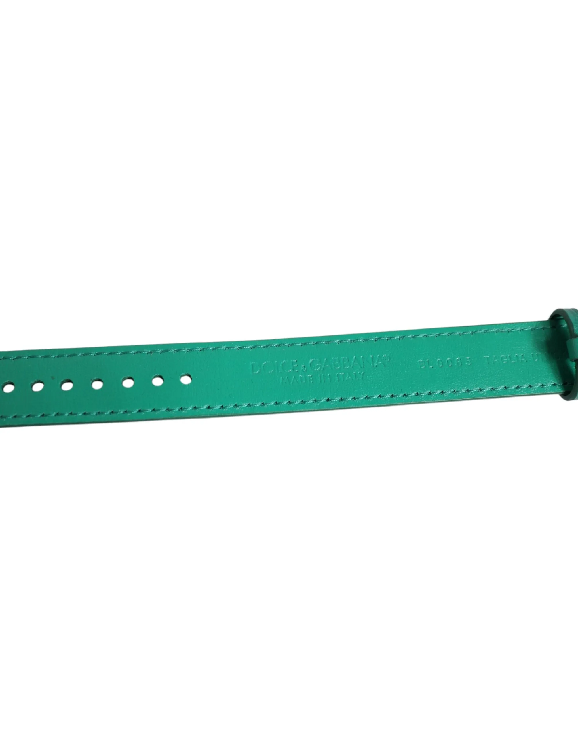 Dolce & Gabbana Green Exotic Leather Gold Tone Metal Buckle Armband