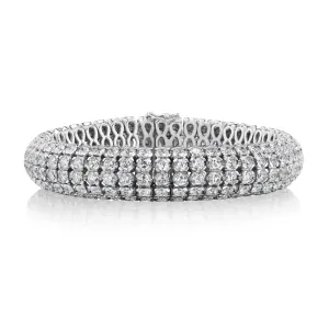 Domed Diamond Bamboo Bracelet