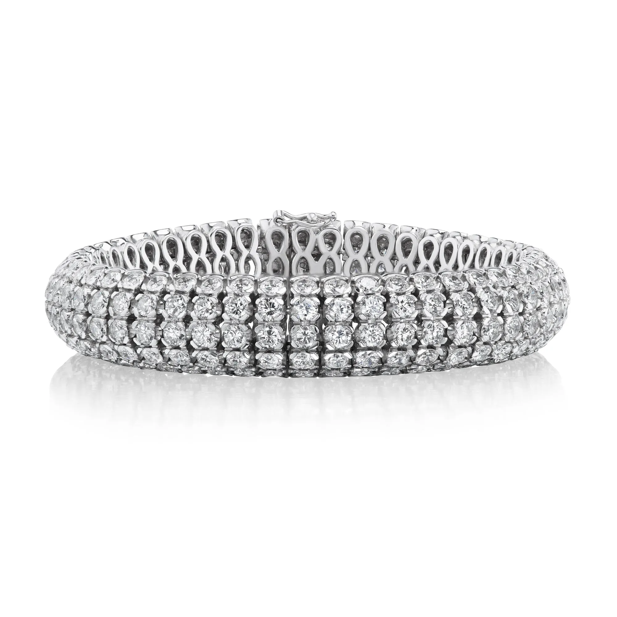 Domed Diamond Bamboo Bracelet