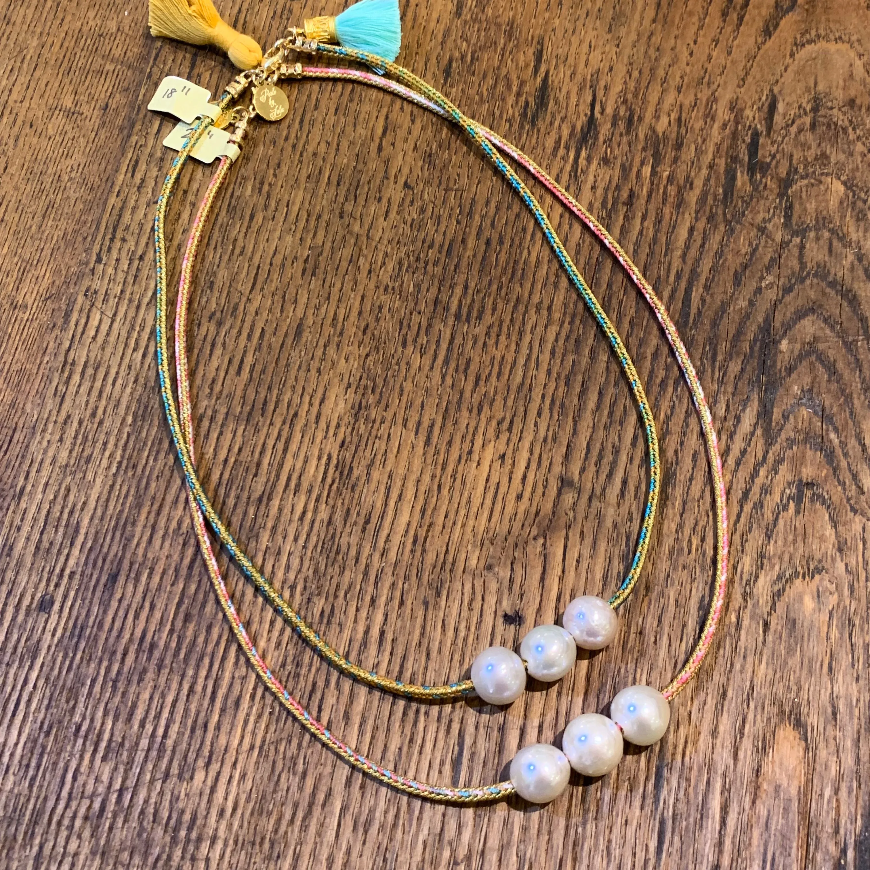 Edison Pearls on Metallic Cord Necklace