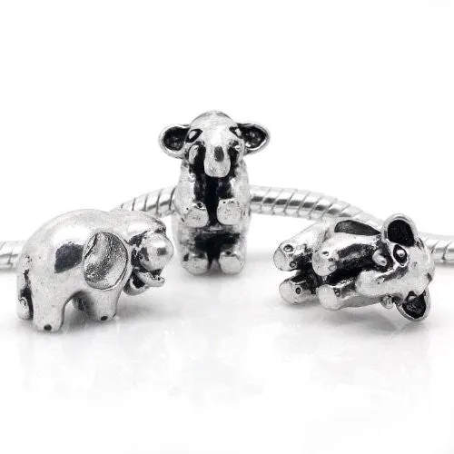 Elephant Bead Spacer for Snake Chain Charm Bracelet