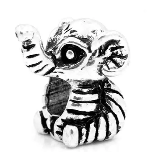 Elephant Charm European Bead Compatible for Most European Snake Chain Bracelet