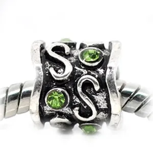 Emerald Green  Rhinestone Birthday Charm European Bead Compatible for Most European Snake Chain Bracelet