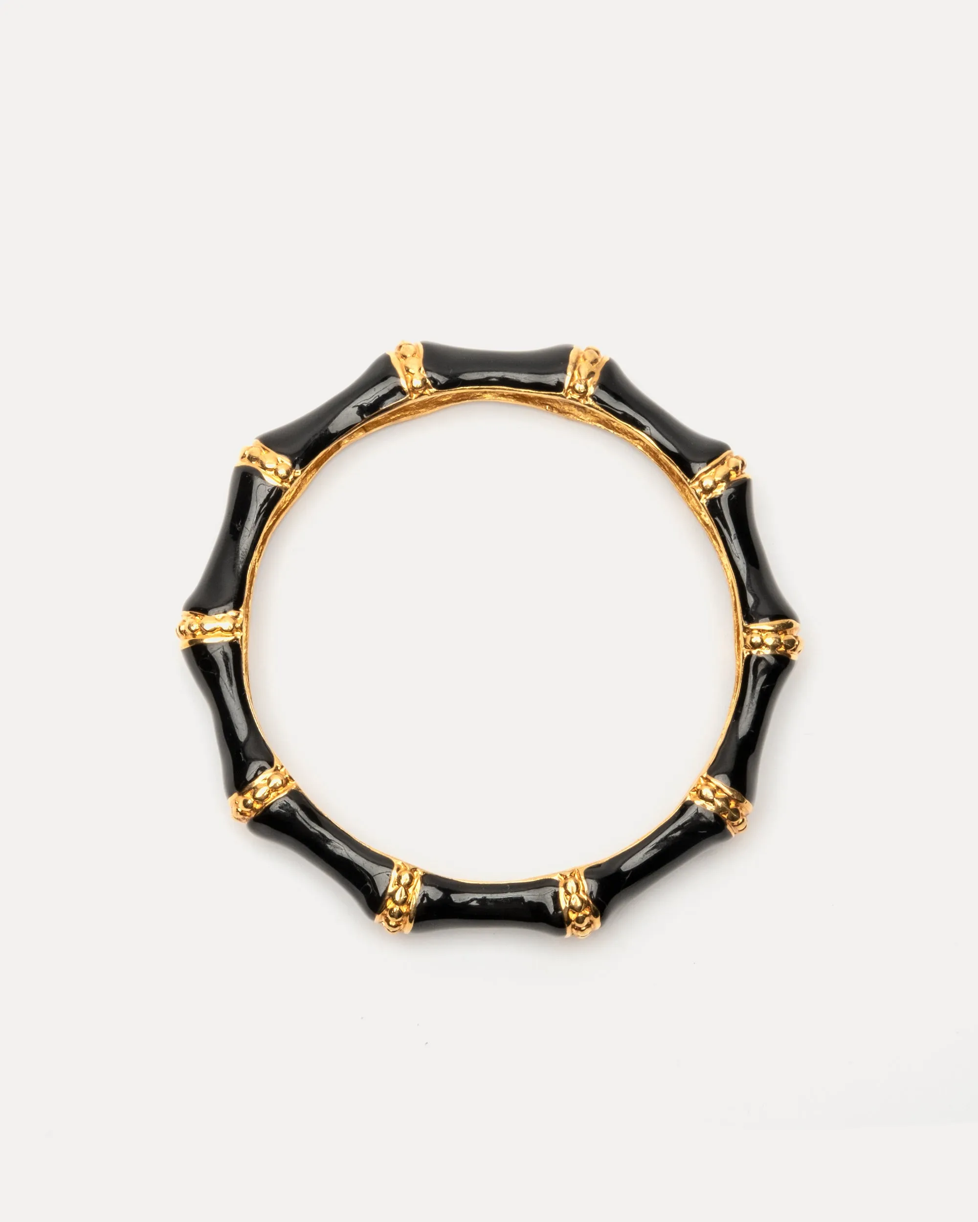 Enamel Bamboo Bangle Bracelet - Black Gold