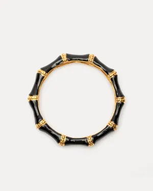 Enamel Bamboo Bangle Bracelet - Black Gold