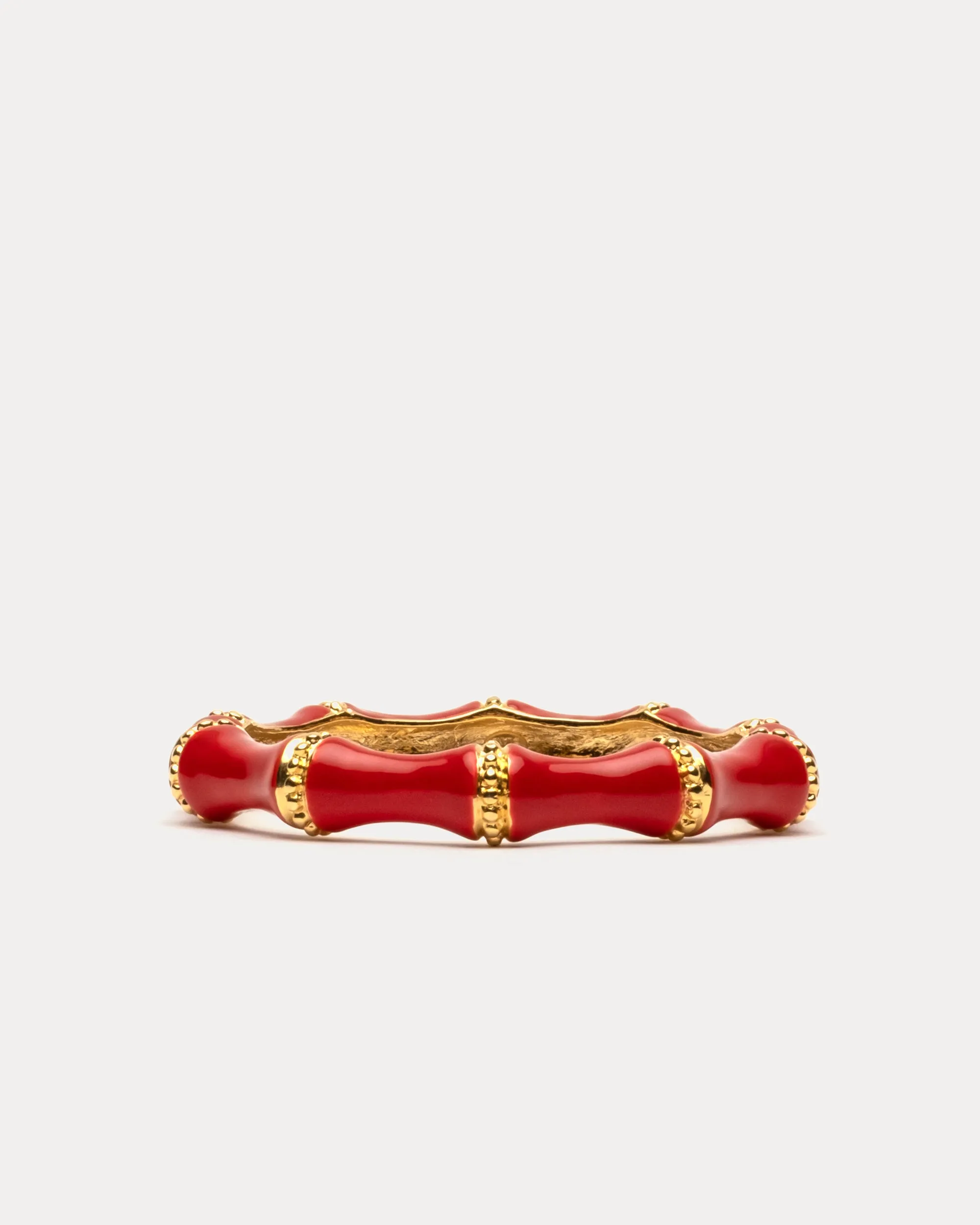 Enamel Bamboo Bangle Bracelet - Red