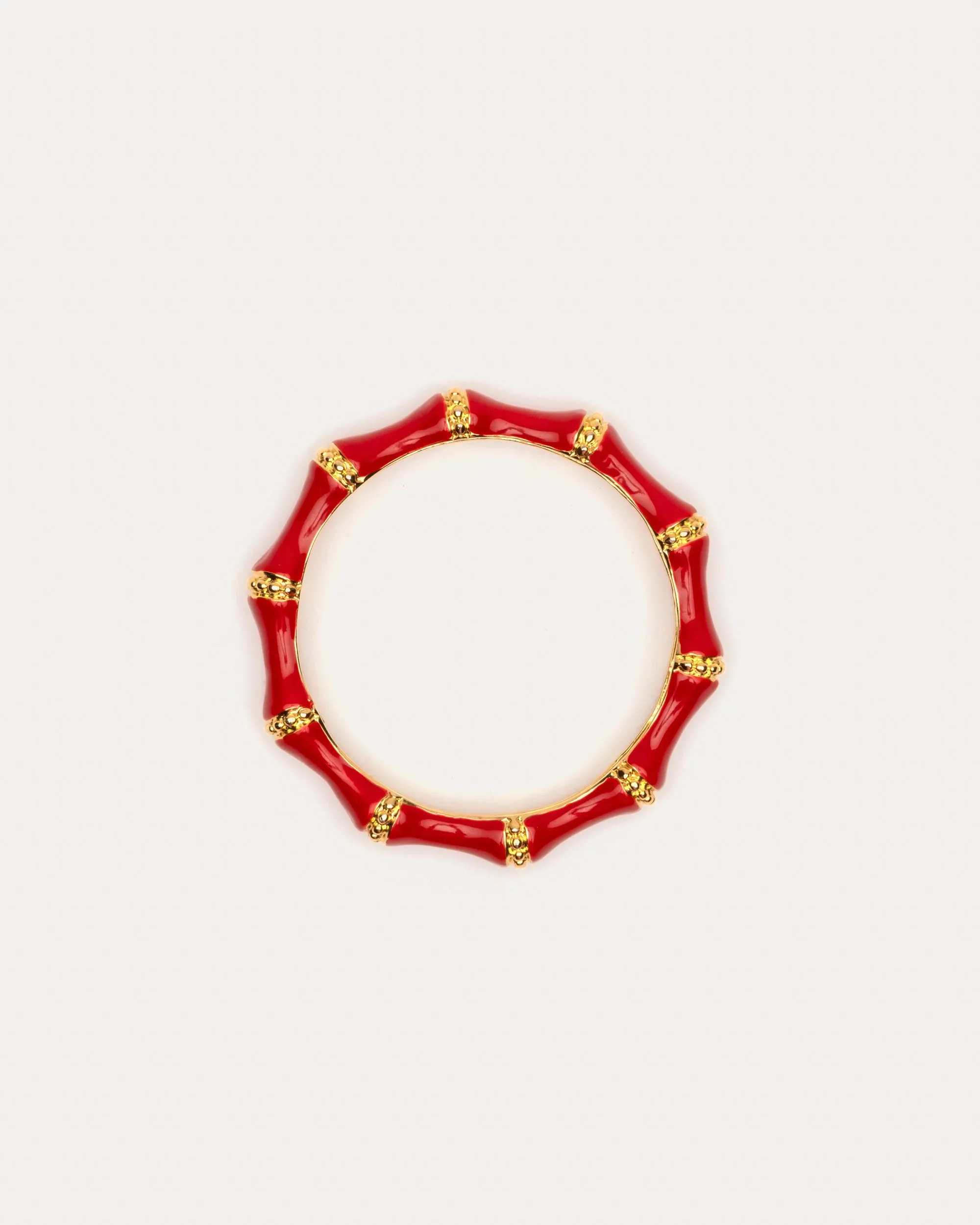 Enamel Bamboo Bangle Bracelet - Red
